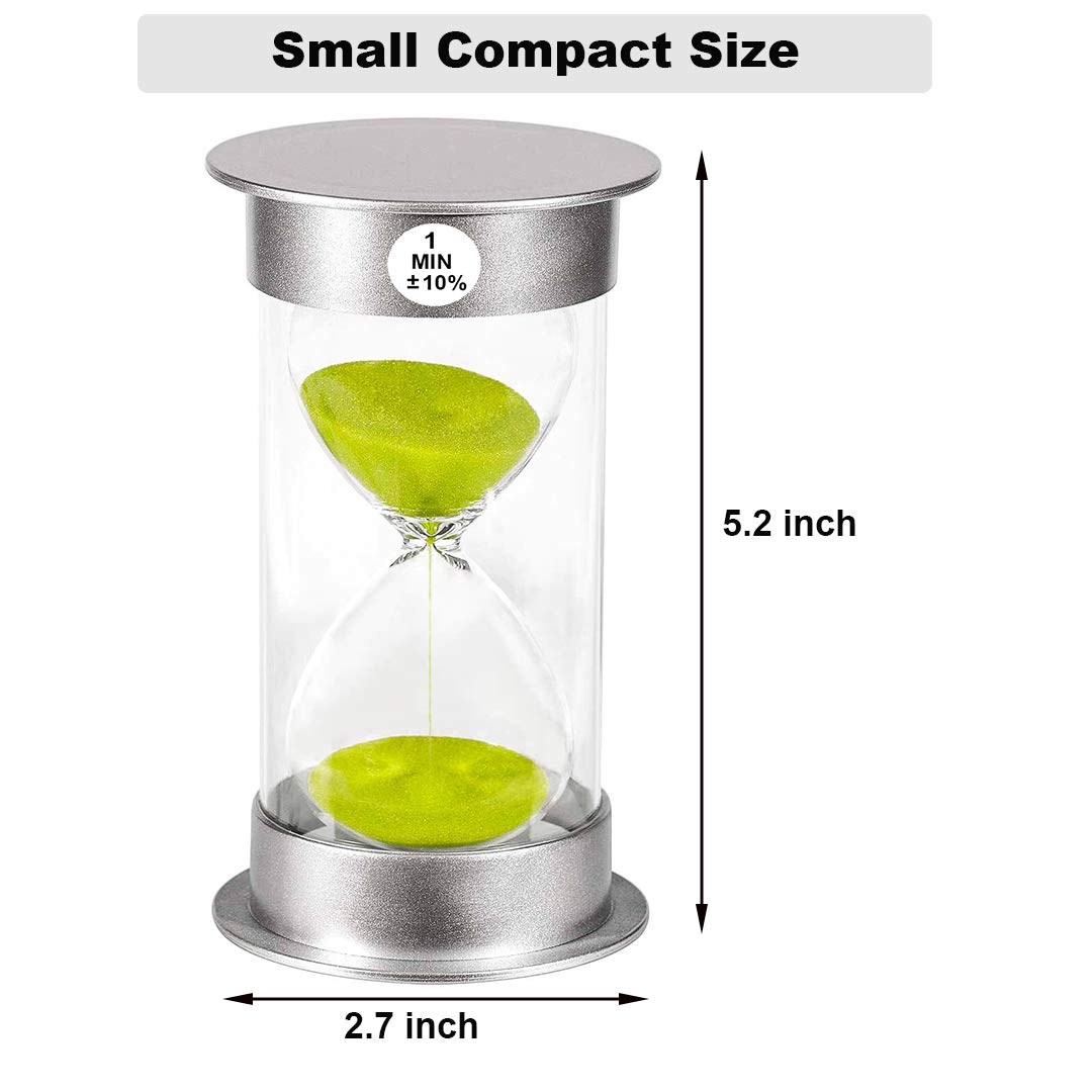Suliao Sand Timer 1 Minute Hourglass: Unbreakable Green Sand Watch 1 Min, Large Sand Clock One Minute, Colorful Plastic Hour Gla